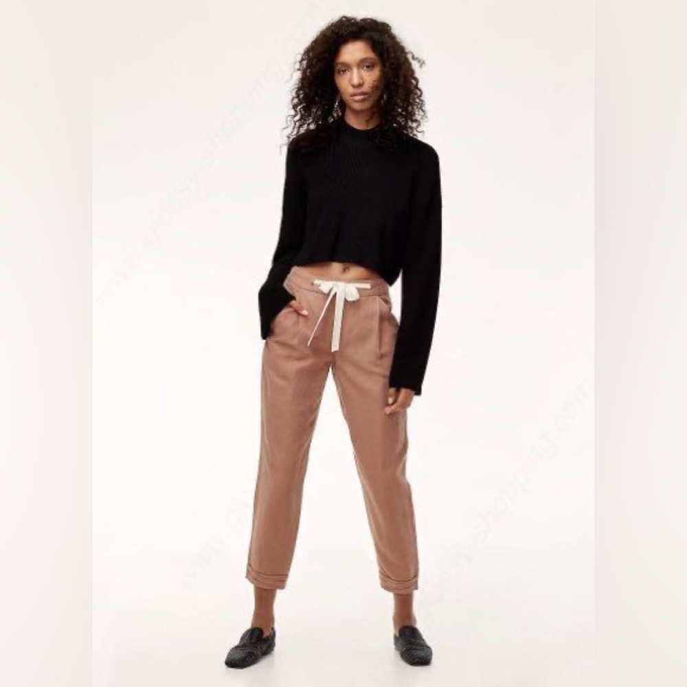 Wilfred Tan Cropped Drawstring Trousers